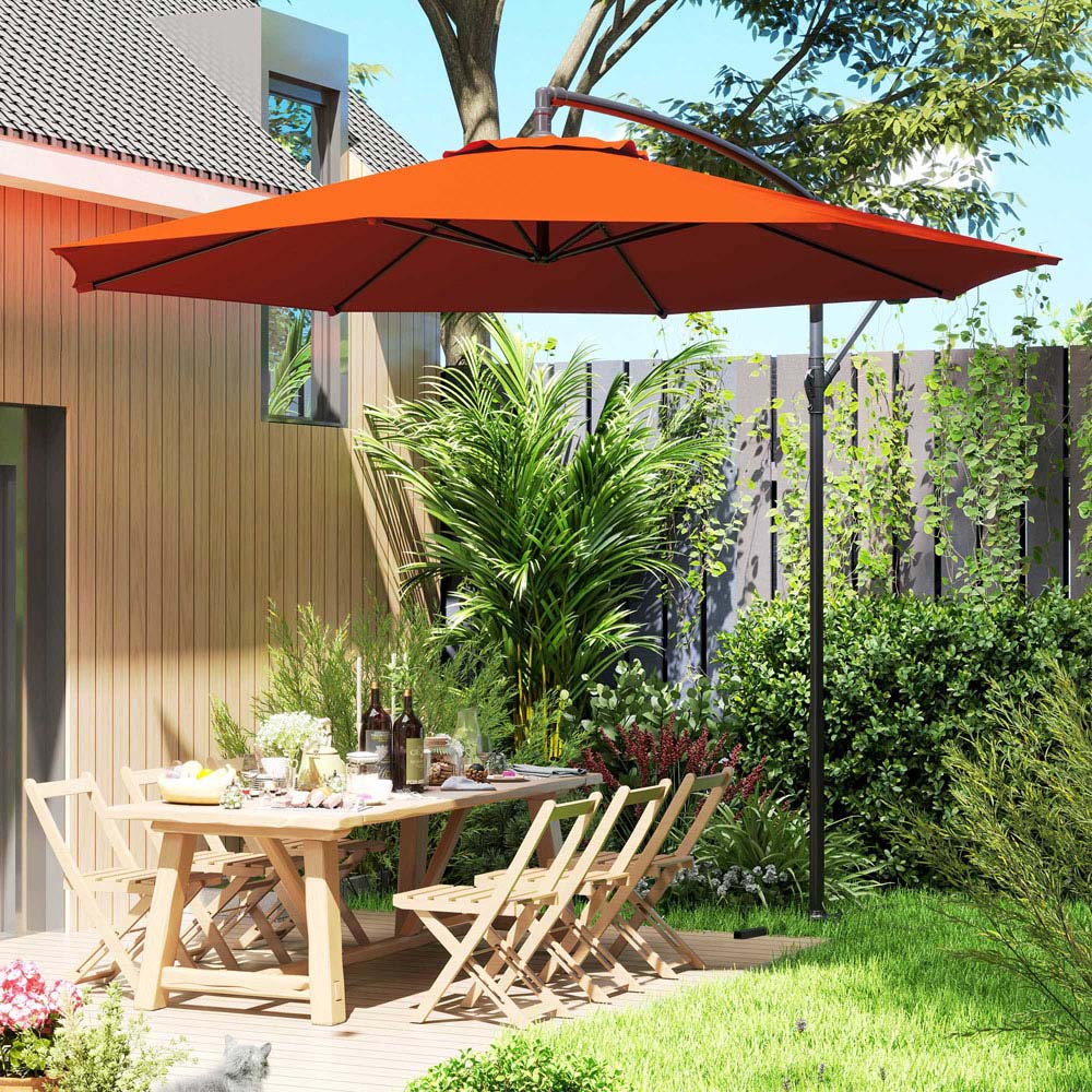 Outsunny Orange Banana Cantilever Parasol with Base 3m Image 4