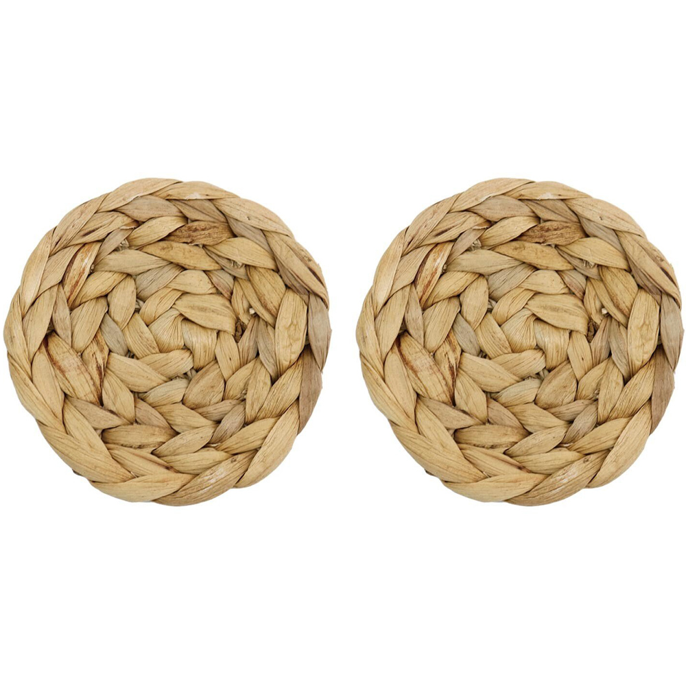 Pack of 4 Water Hyacinth Coasters - Brown Image