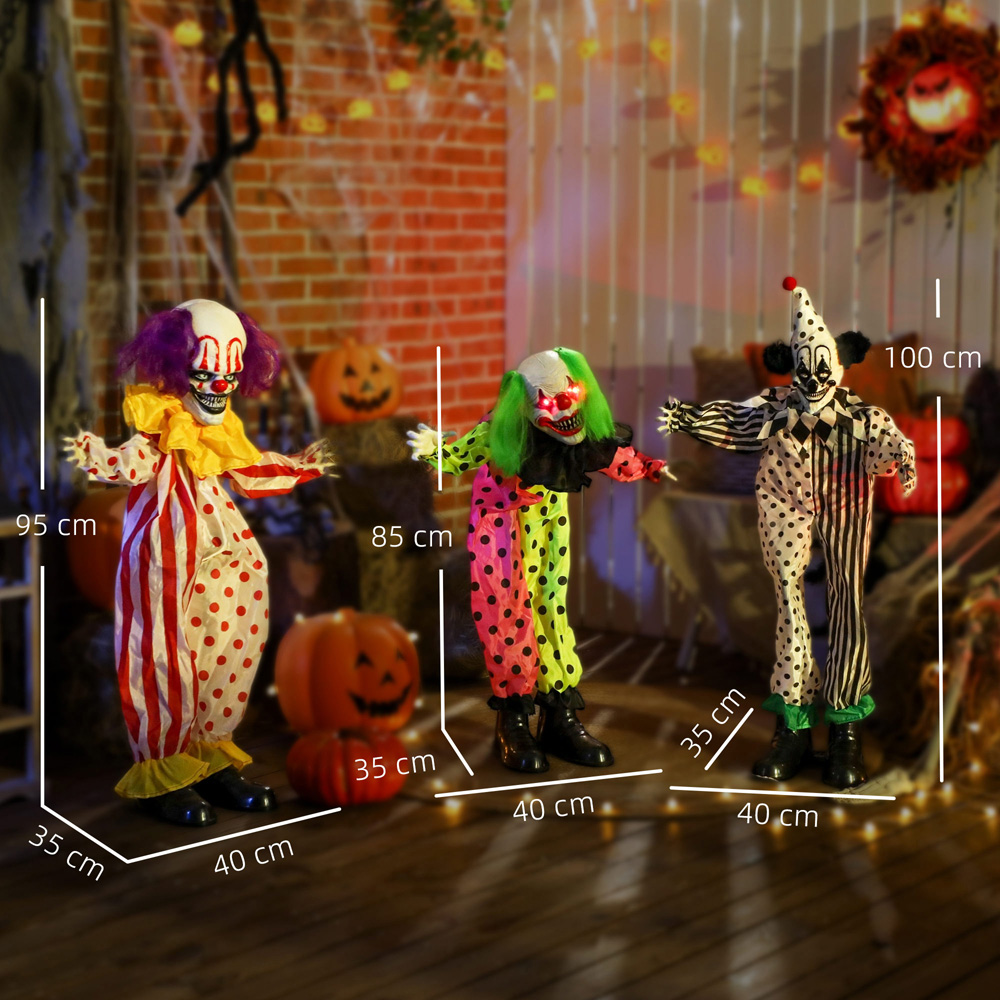 Outsunny Sound Activated Stackable Animatronics Clowns Halloween Decoration Image 9