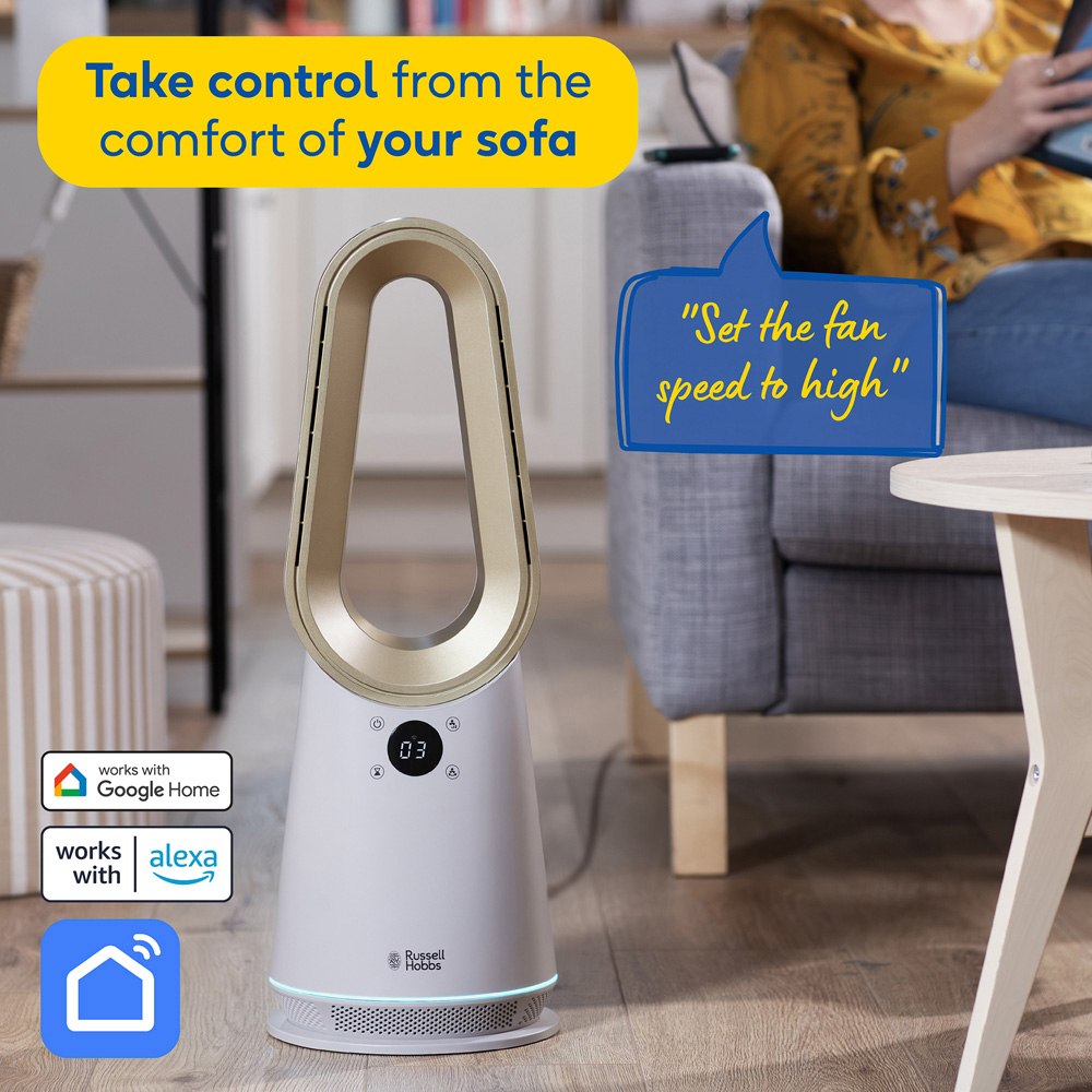 Russell Hobbs Bronte Stone Smart Oscillating Bladeless Cooling Fan with Remote Image 4
