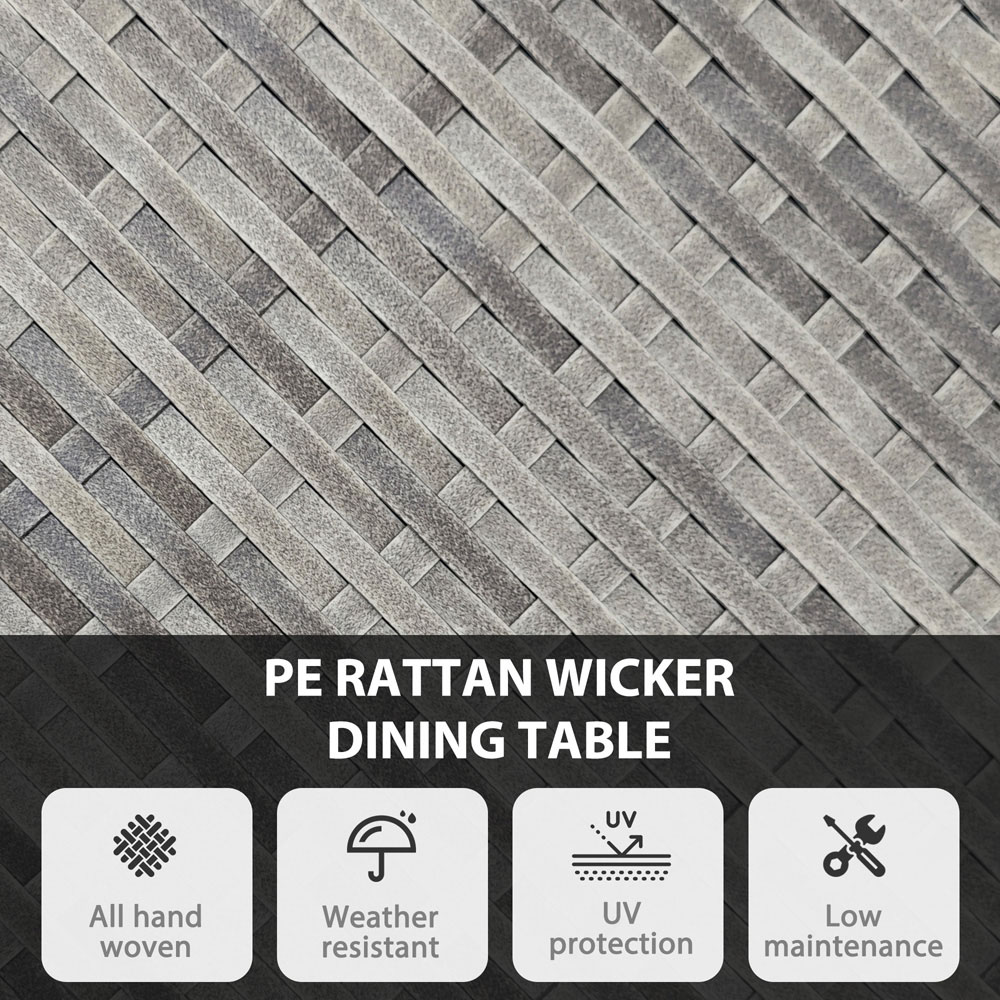 Outsunny 2 Seater PE Rattan Garden Dining Table Natural Image 7