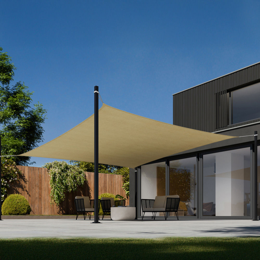 tectake Beige UV 50+ Rectangular Shade Sail 500cm Image 1