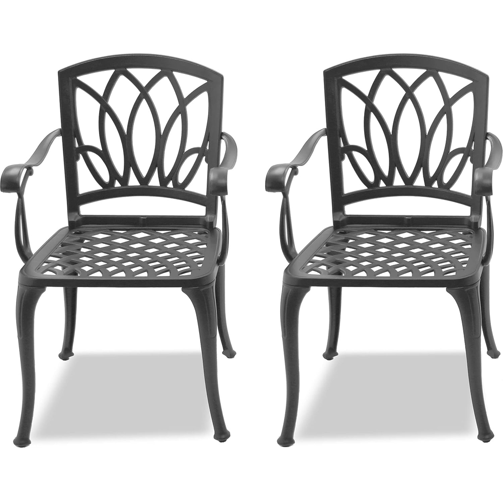 Centurion Positano Set of 2 Grey Garden Bistro Chairs with Armrests Image 6