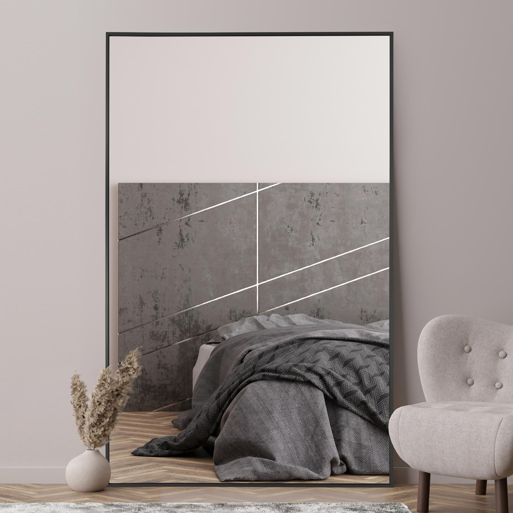 The Artus Black Aluminium Wall Leaner Mirror 174 x 110cm Image 2