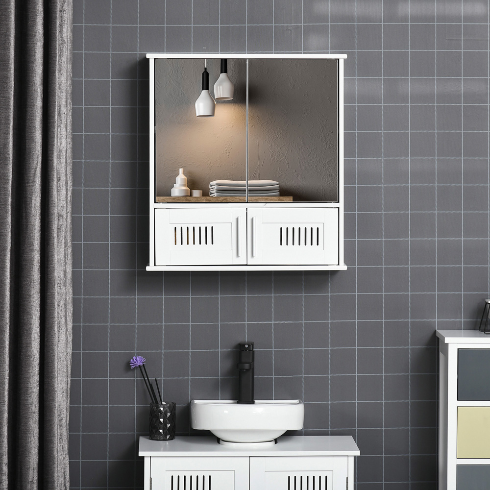 Kleankin White Bathroom Mirror Cabinet Image 4
