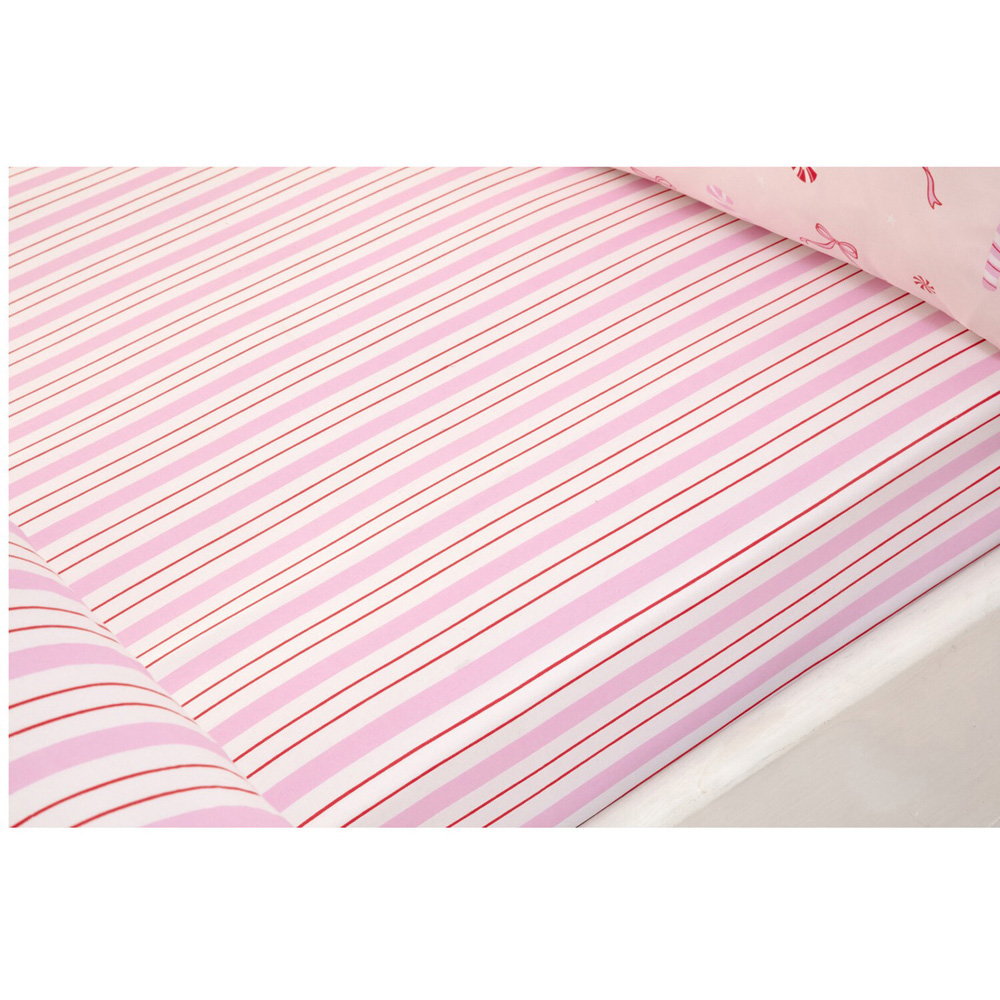 Bow Candy Canes Bedding Set Pink Single Image 4