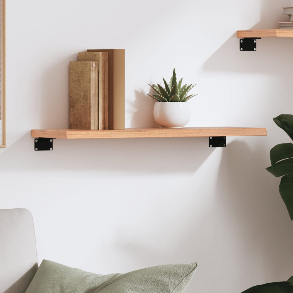 vidaXL 60cm Light Brown Treated Solid Oak Wood Floating Wall Shelf Image 3