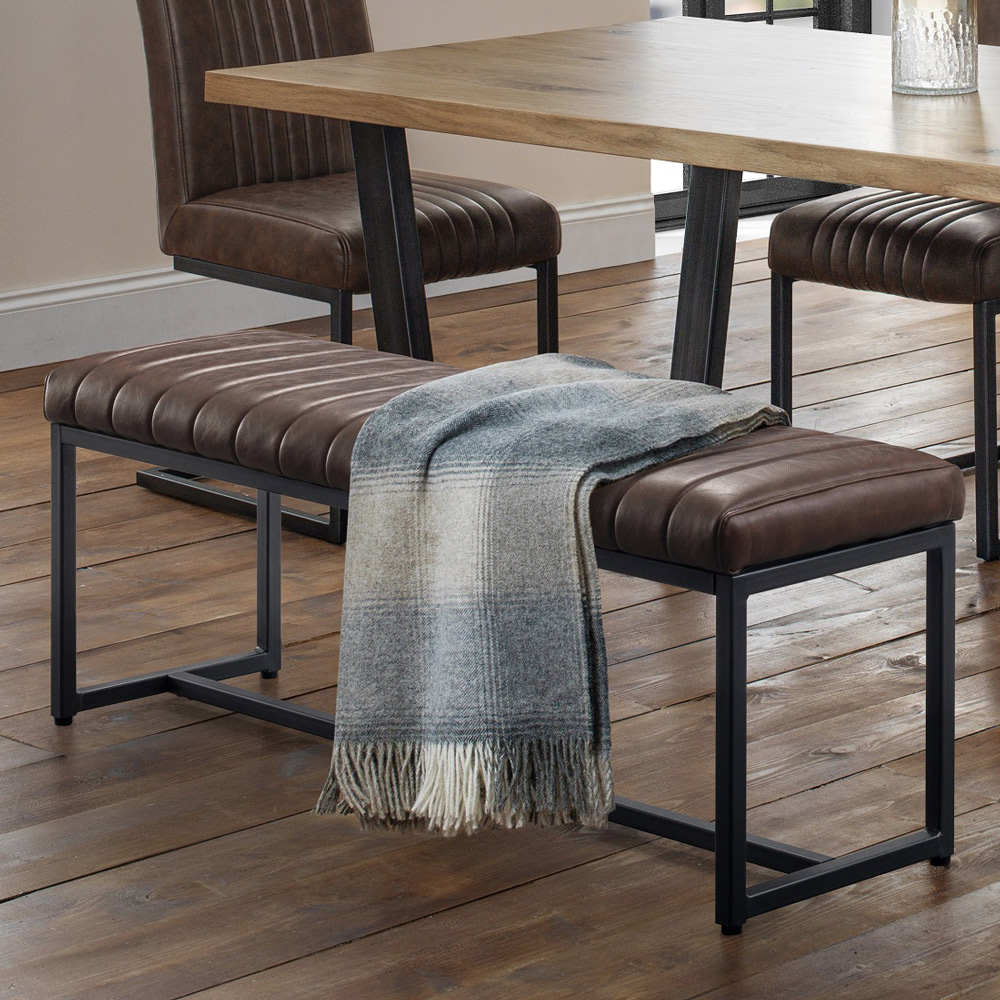 Julian Bowen Brooklyn 2 Seater Brown Dining Bench Image 1