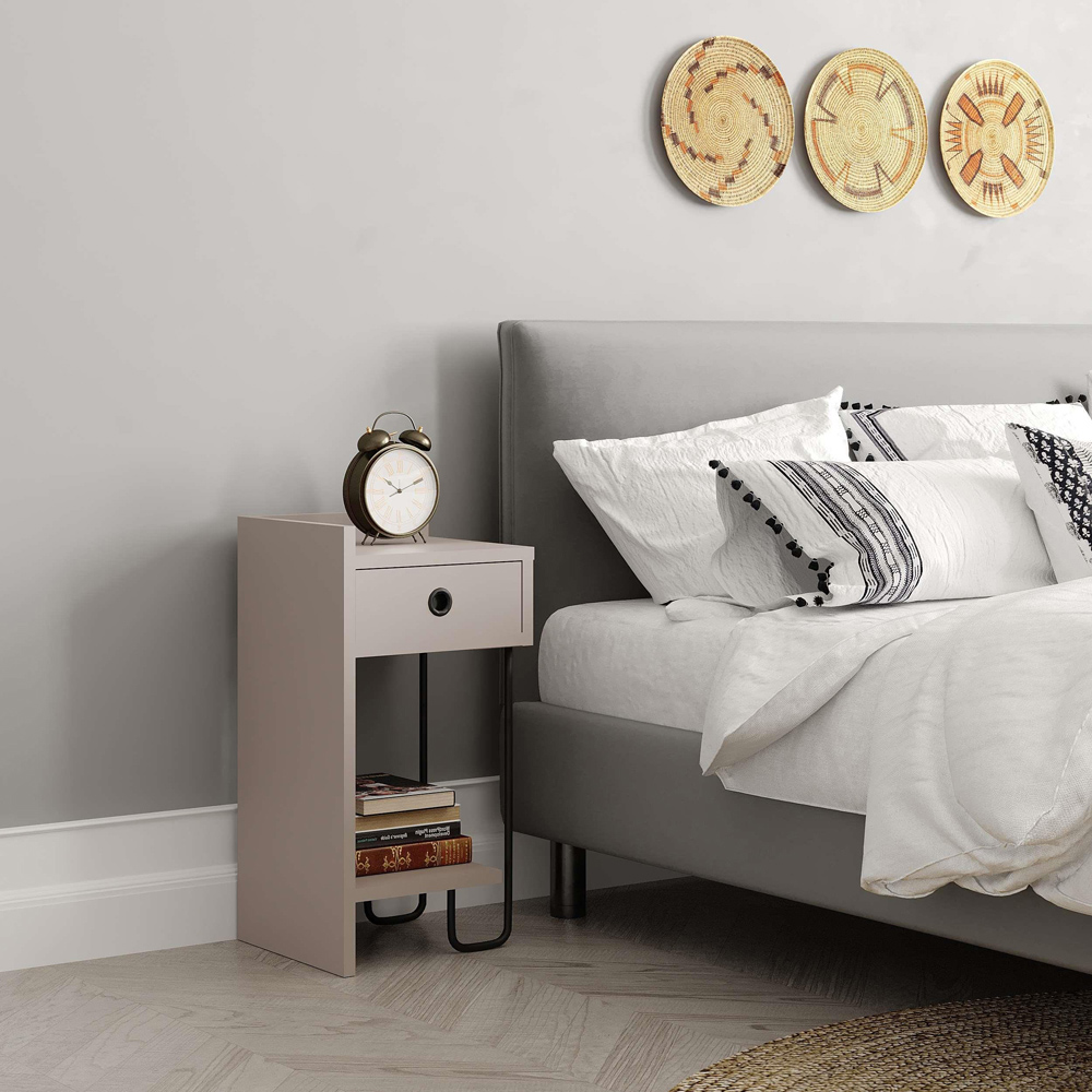 Decortie Sirius Single Drawer Single Shelf Mocha Grey Modern Left Module Bedside Table Image 3