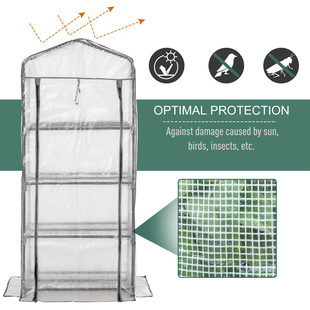 Outsunny White PE 2.3 x 1.6ft 4-Tier Mini Greenhouse Image 6