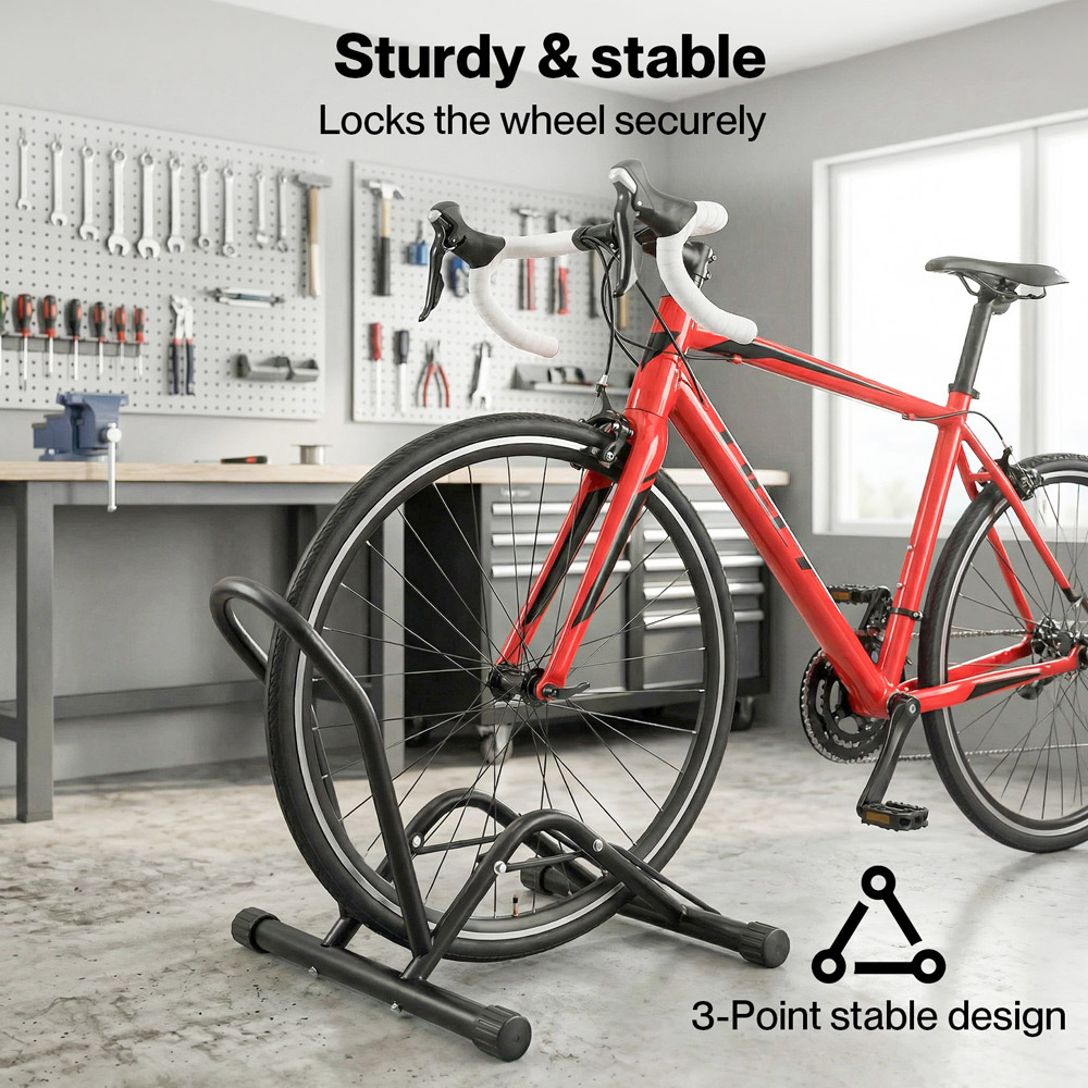 Monvelo Black Carbon Steel Adjustable Indoor Floor Bike Rack Image 4