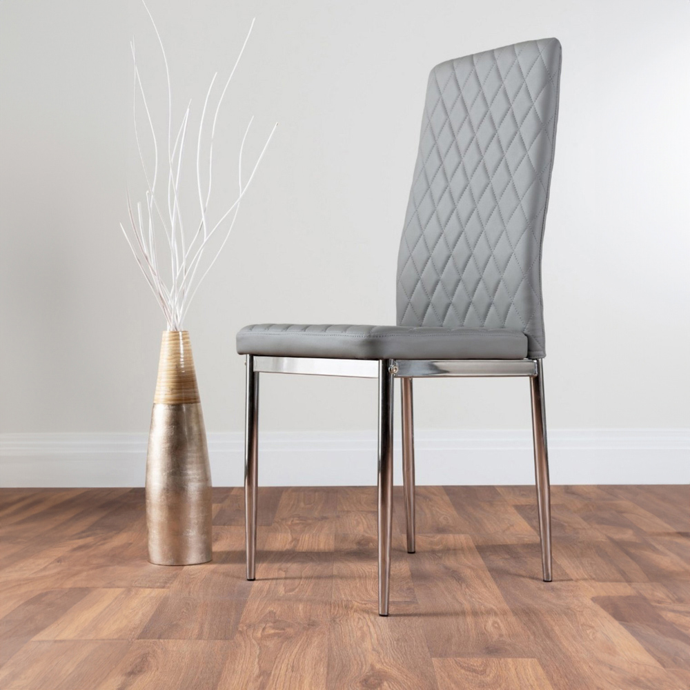 Furniturebox Molini Valera 6 Seater Dining Set White Gloss Grey and Chrome Image 3