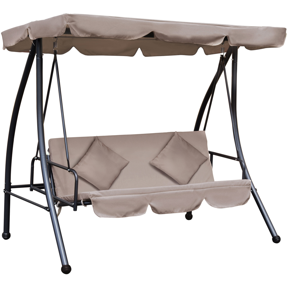 Outsunny 3 Seater 2 in 1 Beige Convertible Swing Chair and Bed Image 2