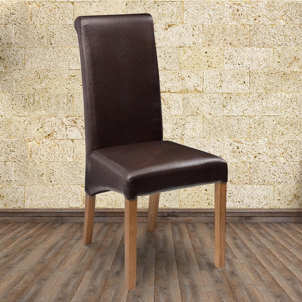 Julian Bowen Cuba Set of 2 Brown and Oak Dining Chair Image 1