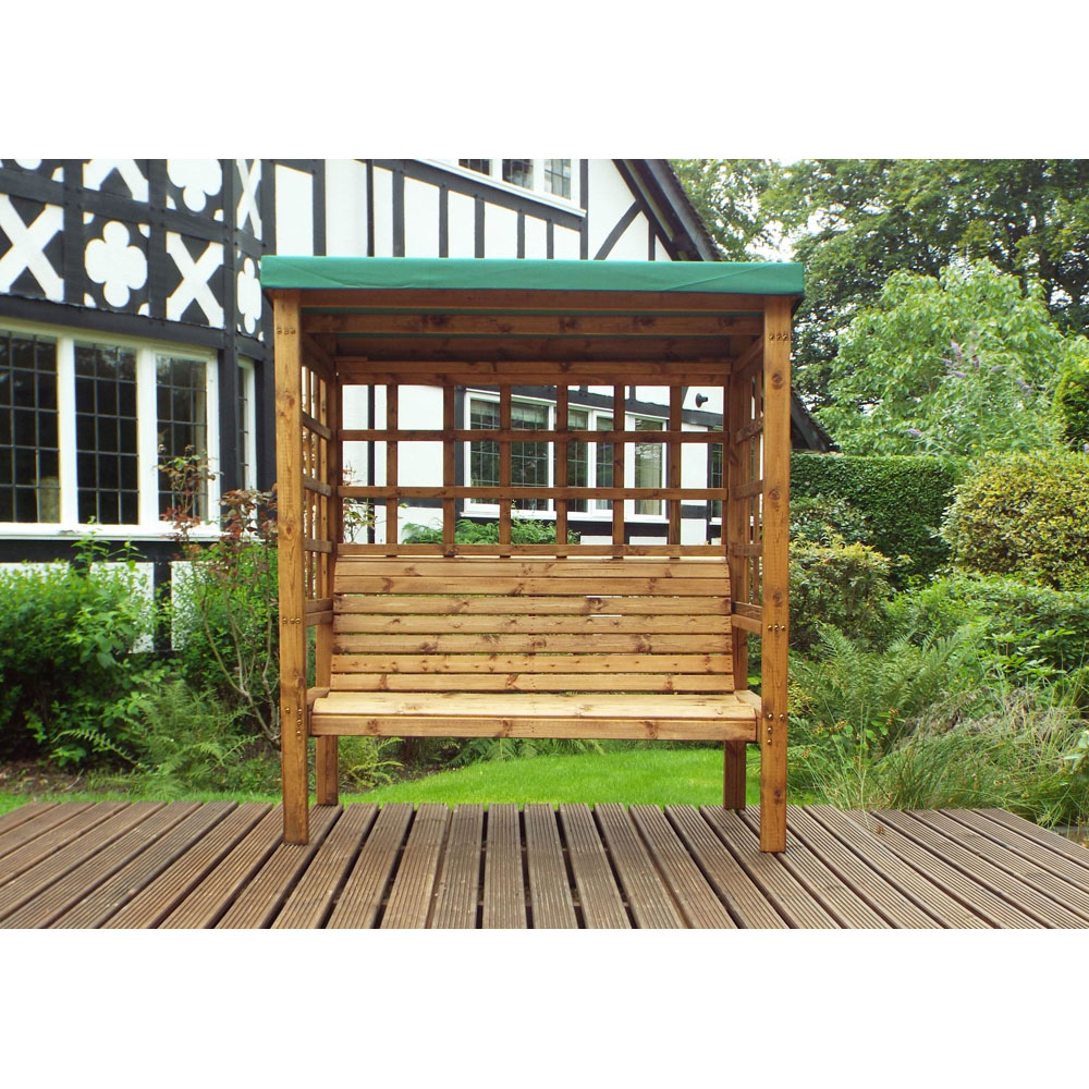 Charles Taylor Bramham 3 Seater Wooden Arbour with Green Canopy Image 3