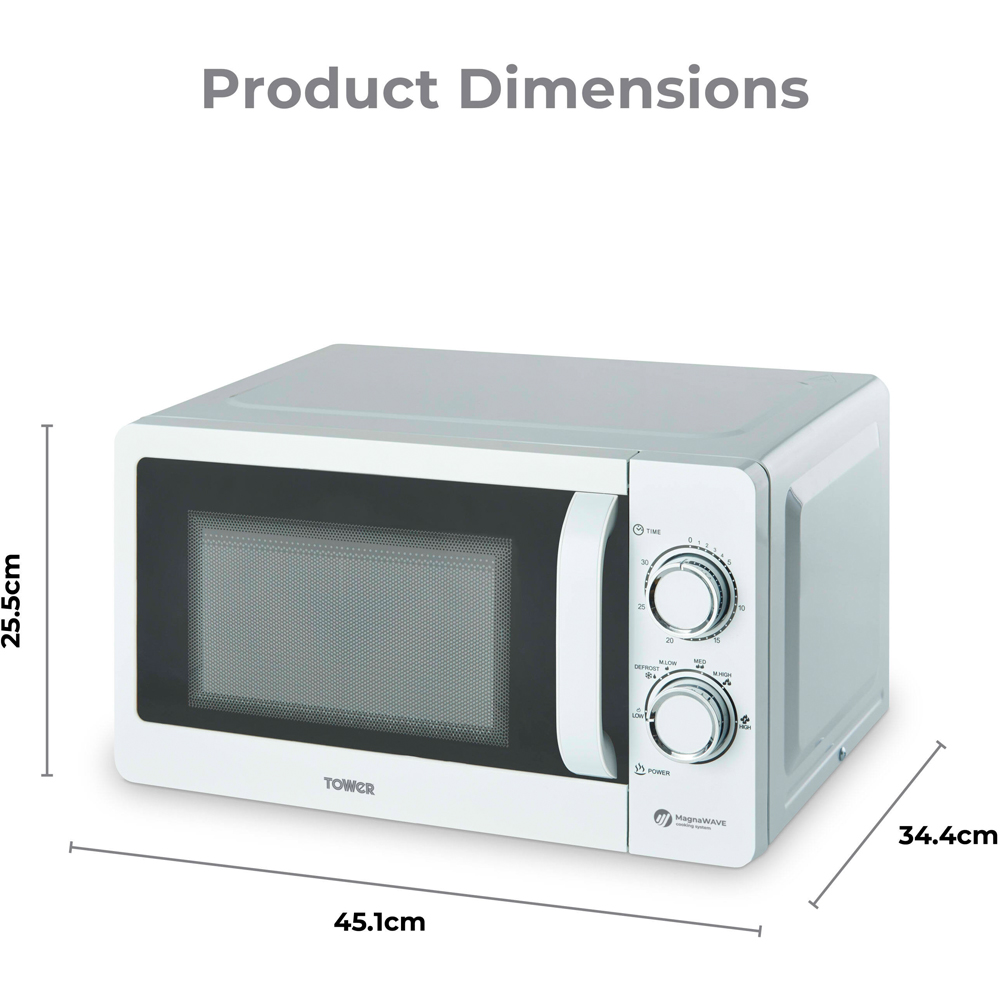 Tower T24042WHT White 20L Manual Microwave Image 7