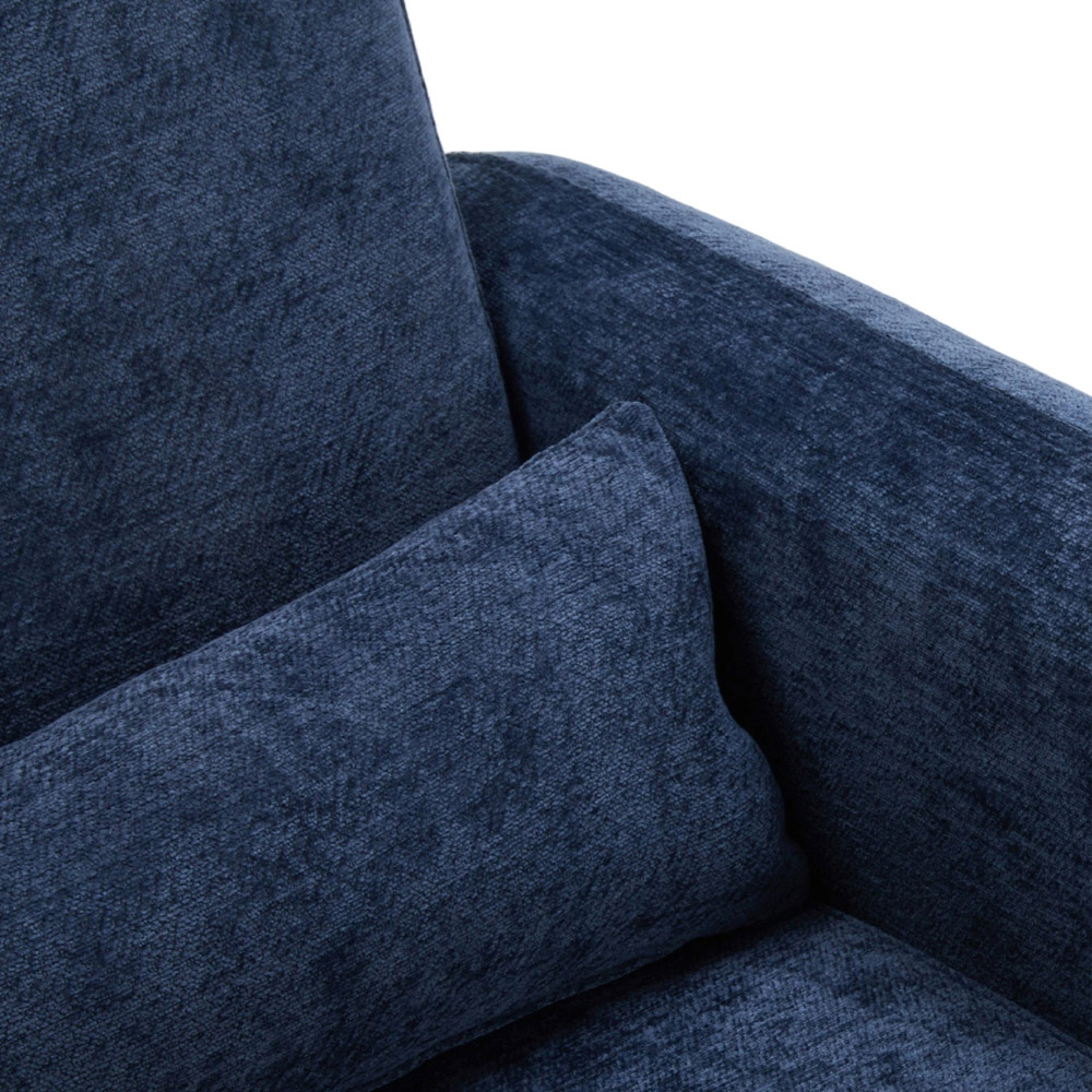 Living and Home Blue Chenille Upholstered Accent Chair with Lumbar Pillow Image 4