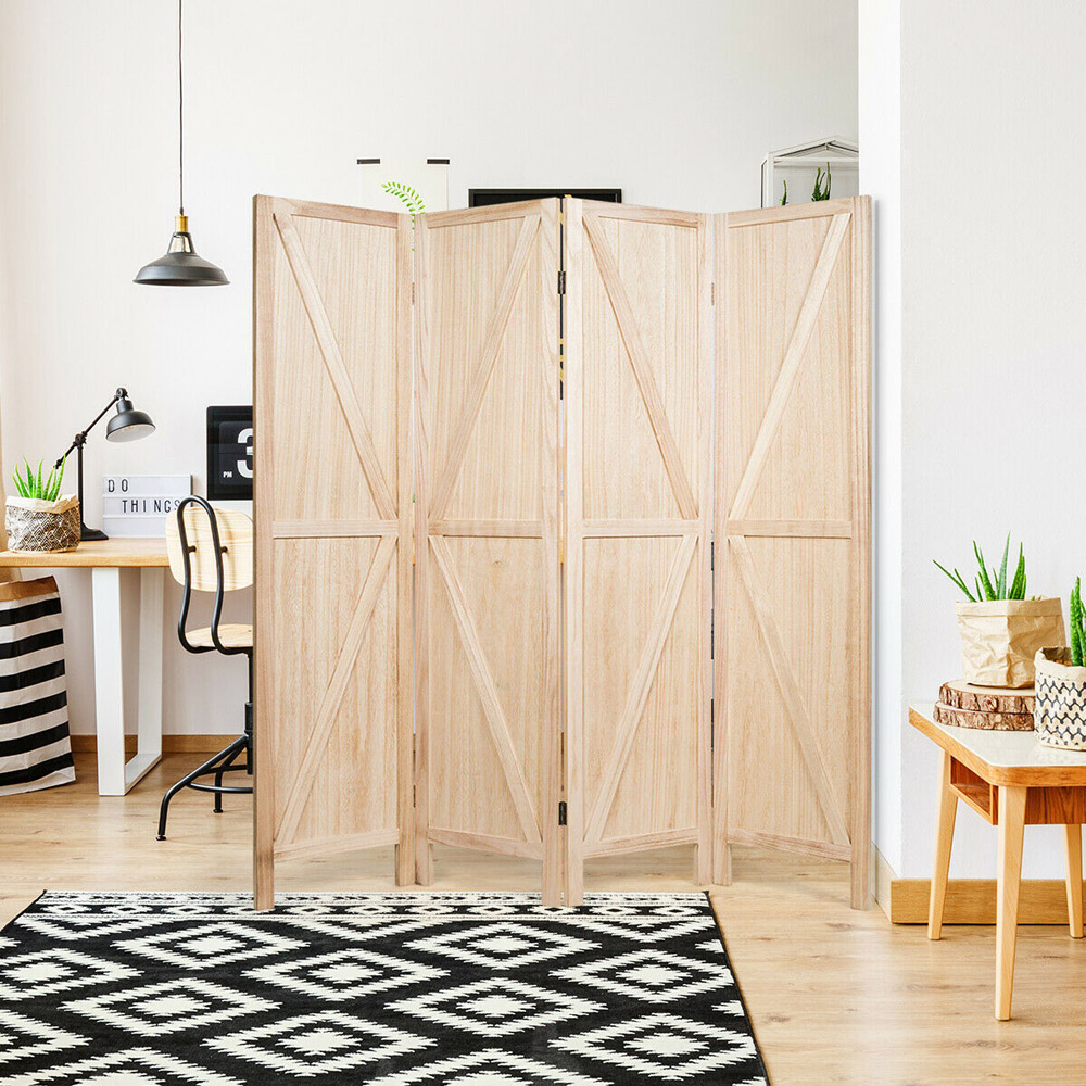 Red Lantern 3-Panel Natural Wood Folding Shoji Style Room Divider In The Room Dividers Department At