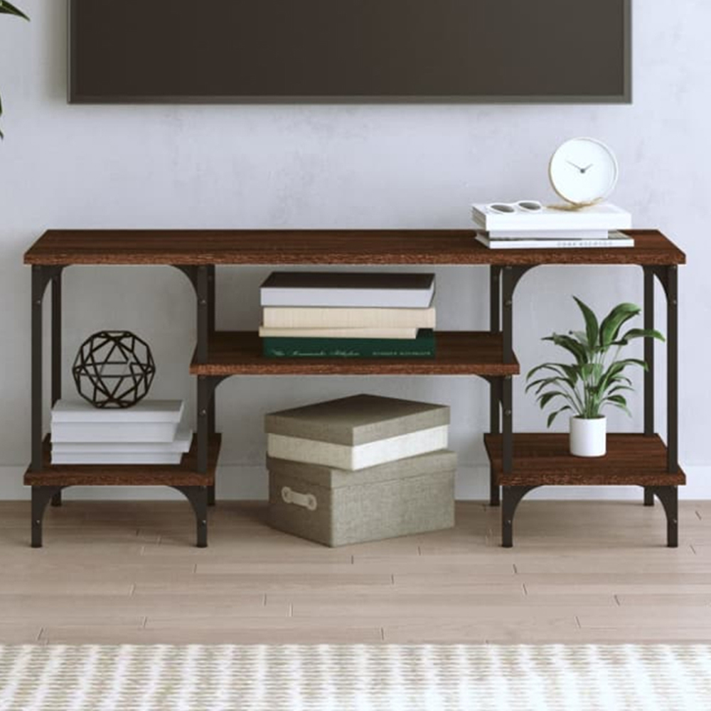 vidaXL 3 Shelf Brown Oak TV Cabinet Image 1
