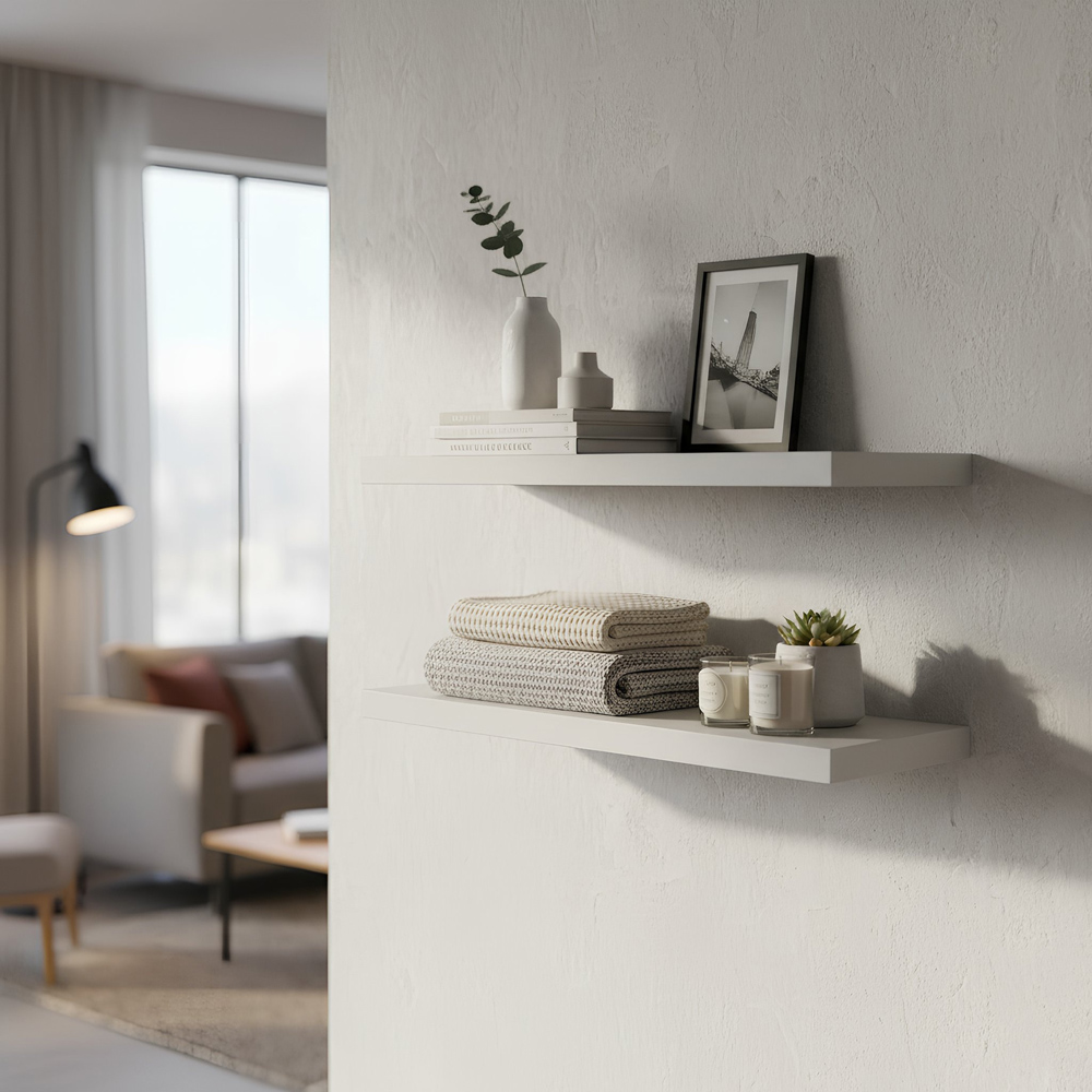Harbour Housewares 60cm 6 Pack White Floating Shelf Image 4