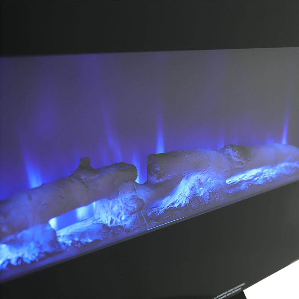Living and Home Black Wide Frame Electric Fireplace with Stand Image 6