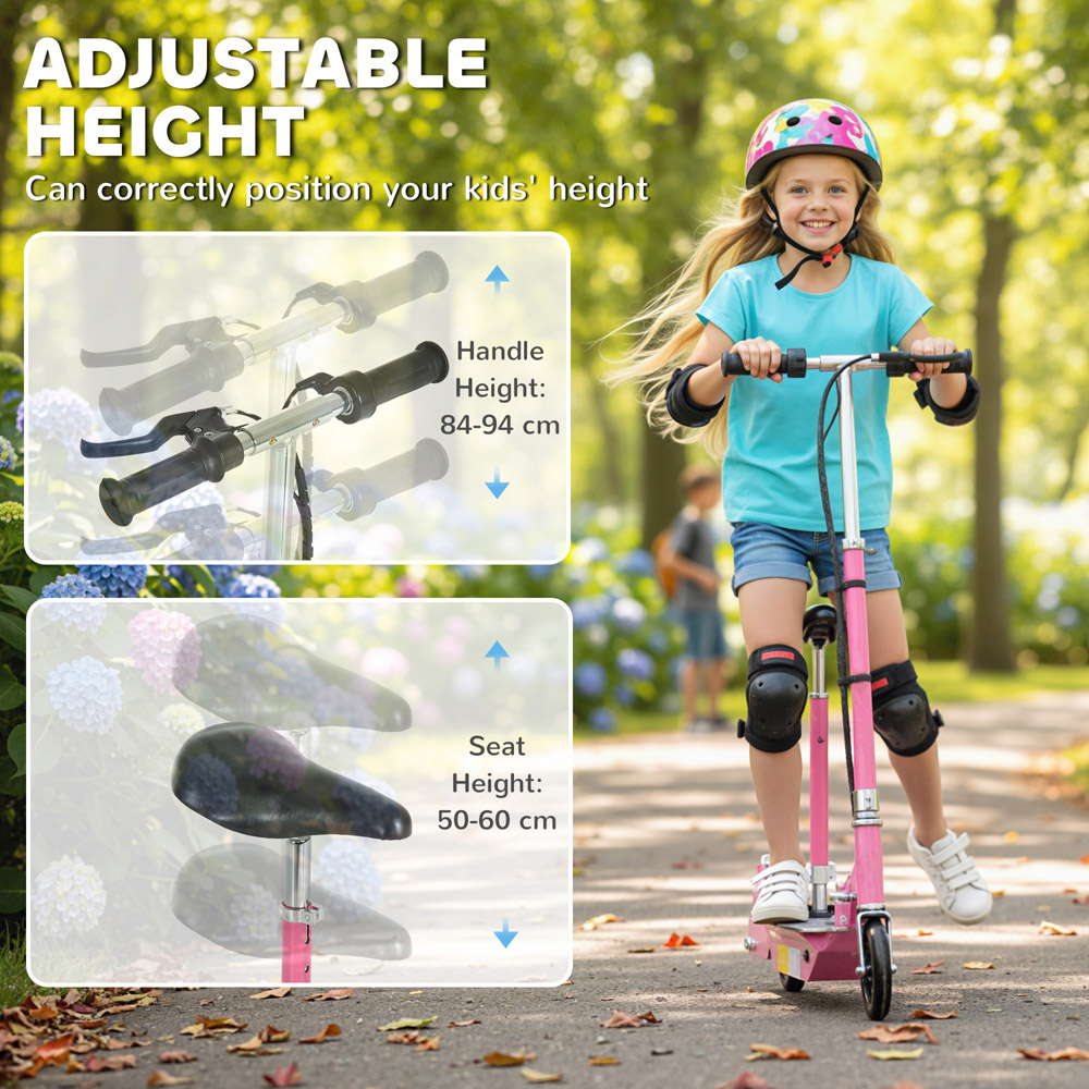 Tommy Toys Pink Adjustable Seat and Brake Foldable Powered Kick Scooter Image 8