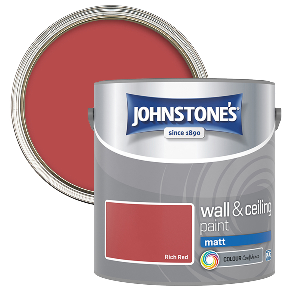 Johnstone's Walls & Ceilings Rich Red Matt Emulsion Paint 2.5L Image 1