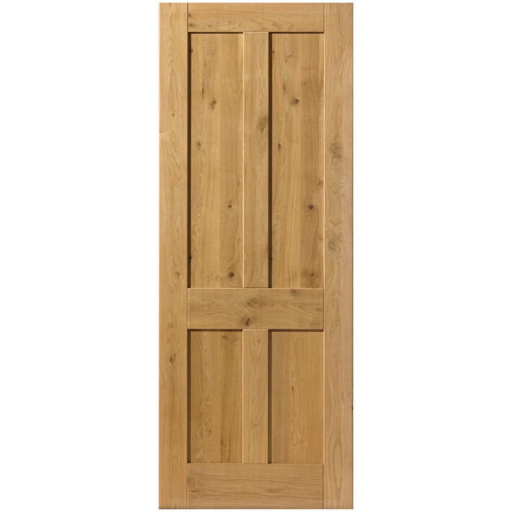 JB Kind Rustic Cottage Oak 4 Panel Internal Door 1981 x 686mm Image 1