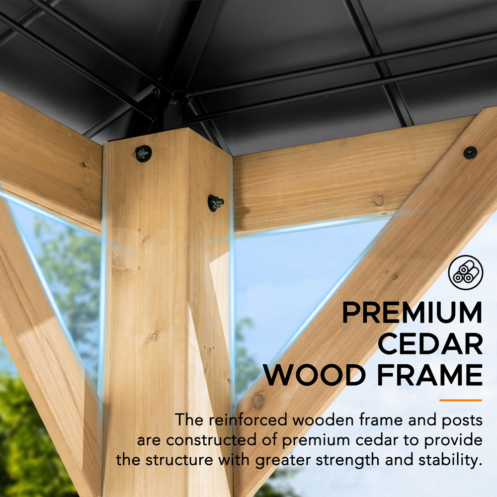 Sunjoy Pirin 3.36 x 3.36m Anthracite Cedar Wood Gazebo Image 6