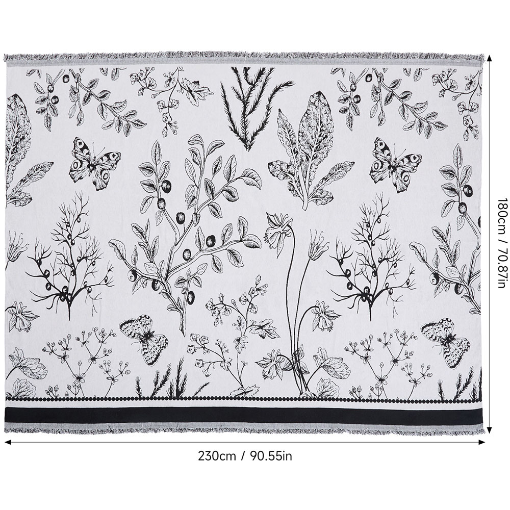 Living and Home 2 Seater White and Black Butterfly Chenille Sofa Cover Image 8