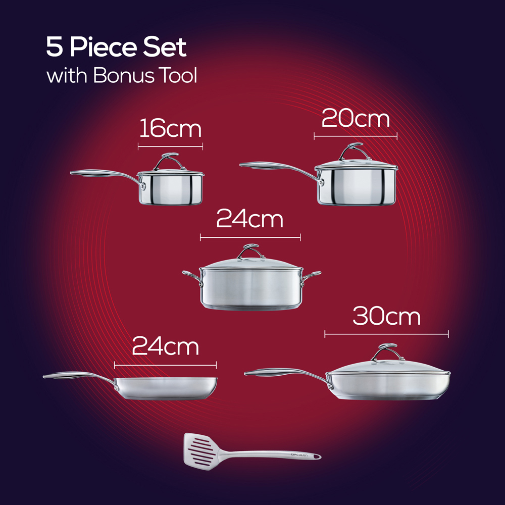 Circulon Steel Shield S Series Nonstick Stainless Steel Cookware Set of 5 with Slotted Turner Image 7