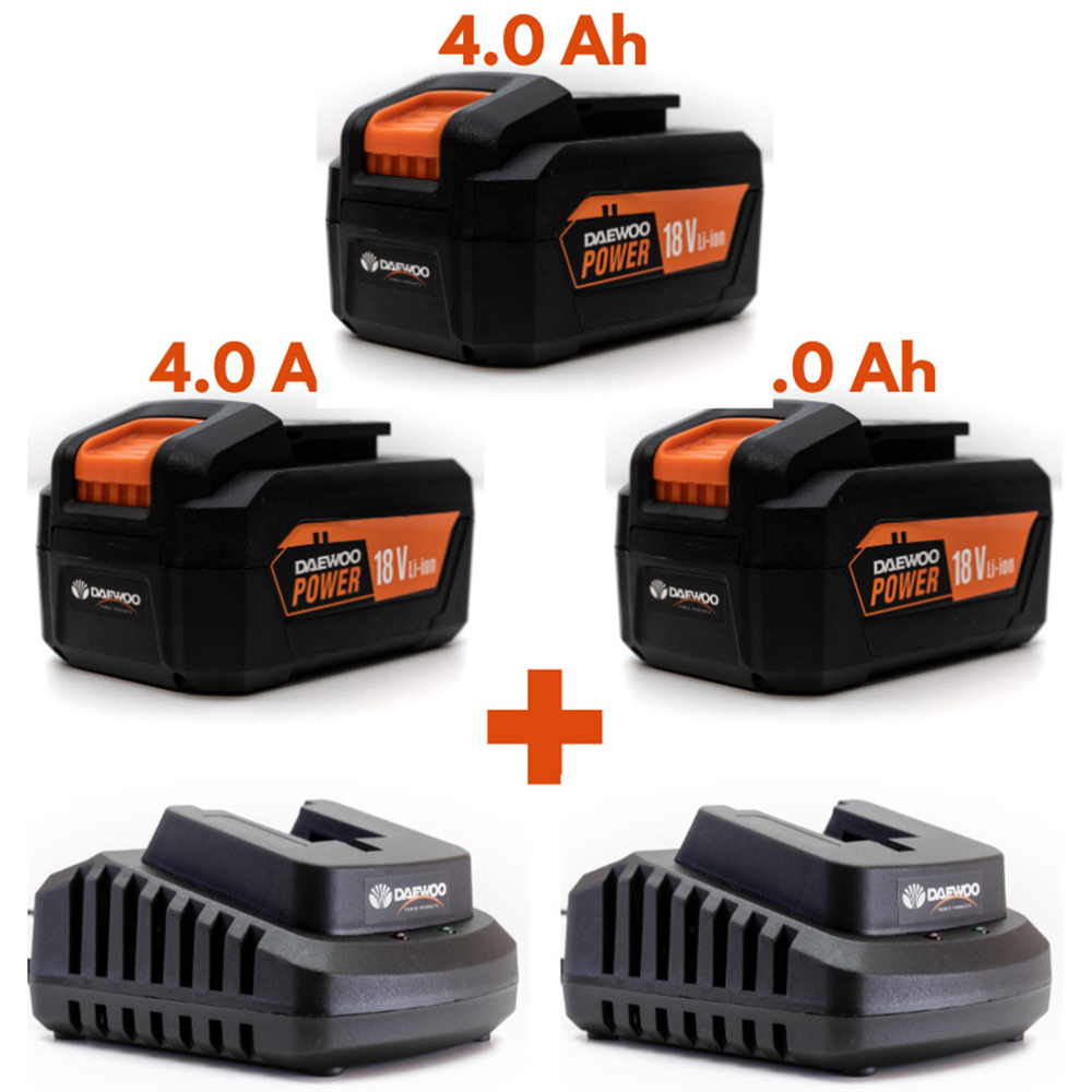 Daewoo U-Force 18V 3 x 4.0Ah Lithium-Ion Batteries with Chargers Image 7