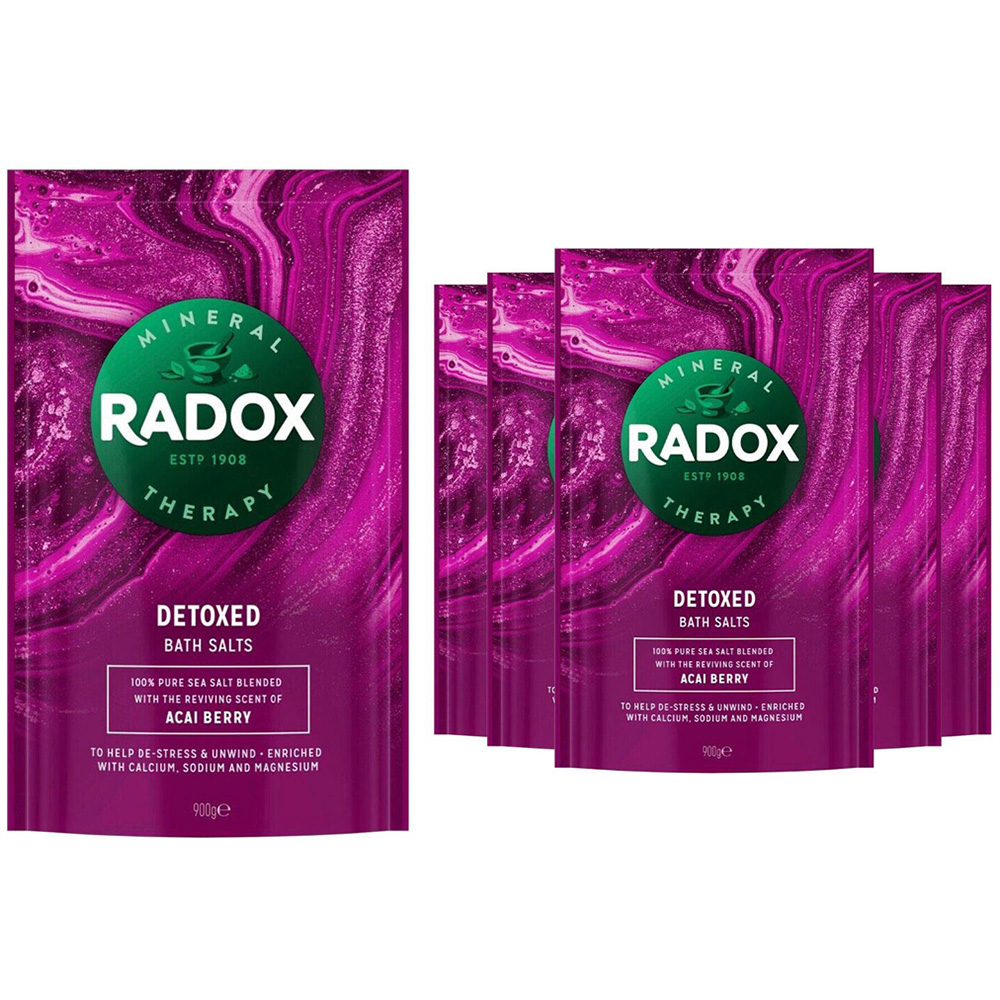 Radox Detoxed Bath Therapy Acai Berry Bath Salts 900g 6 Pack Image 1