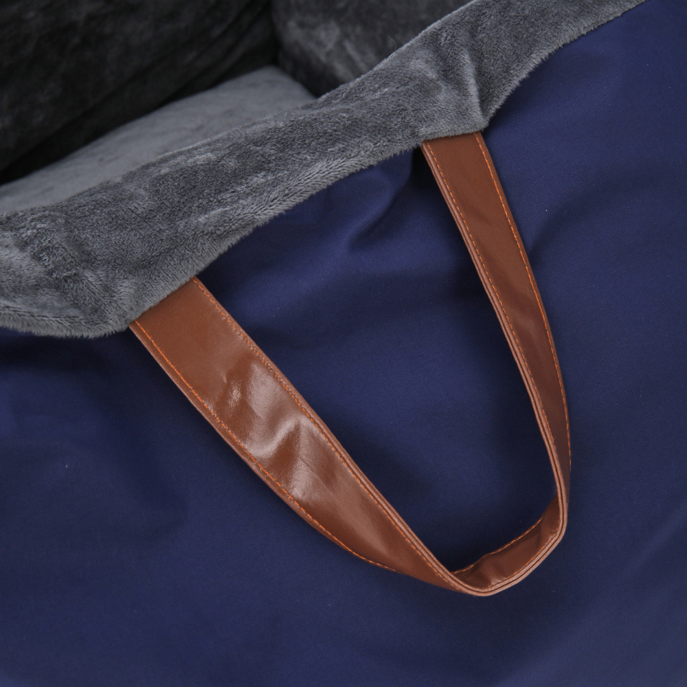 H&O Direct Portable Dark Blue Pet Car Seat Bed with Adjustable Strap Image 3
