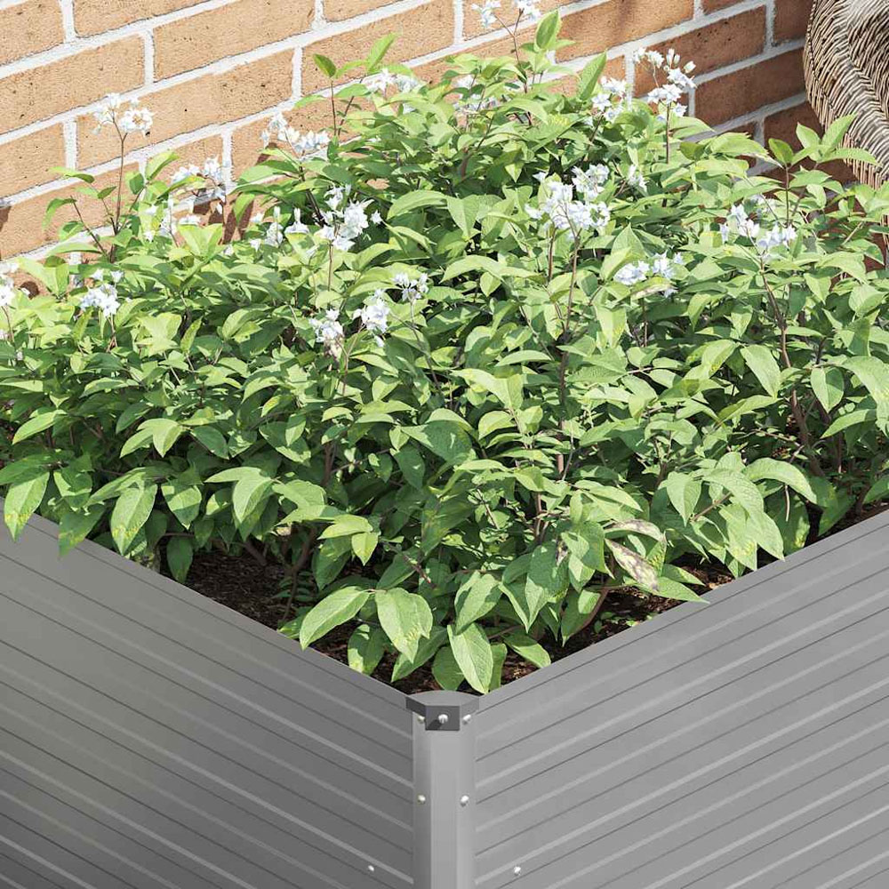 vidaXL Grey Galvanised Steel Raised Garden Bed 77 x 100 x 100cm Image 3