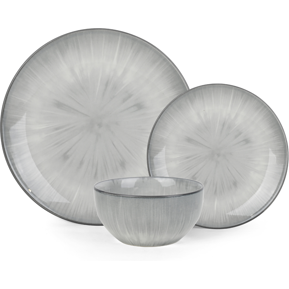Waterside Grey Star Reactive Pad Print 12 Piece Dinner Set Image 3