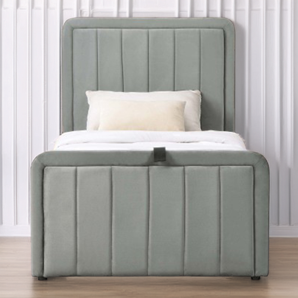 Comfy Living Single Light Grey Brushed Velvet Ottoman Bed Frame Image 1