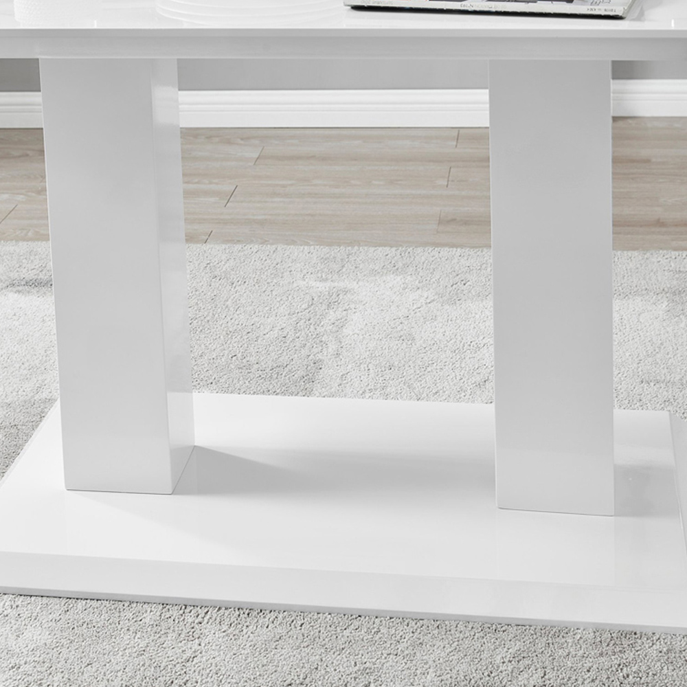 Furniturebox Molini Cesano 6 Seater Dining Set White Gloss Navy and Gold Image 6