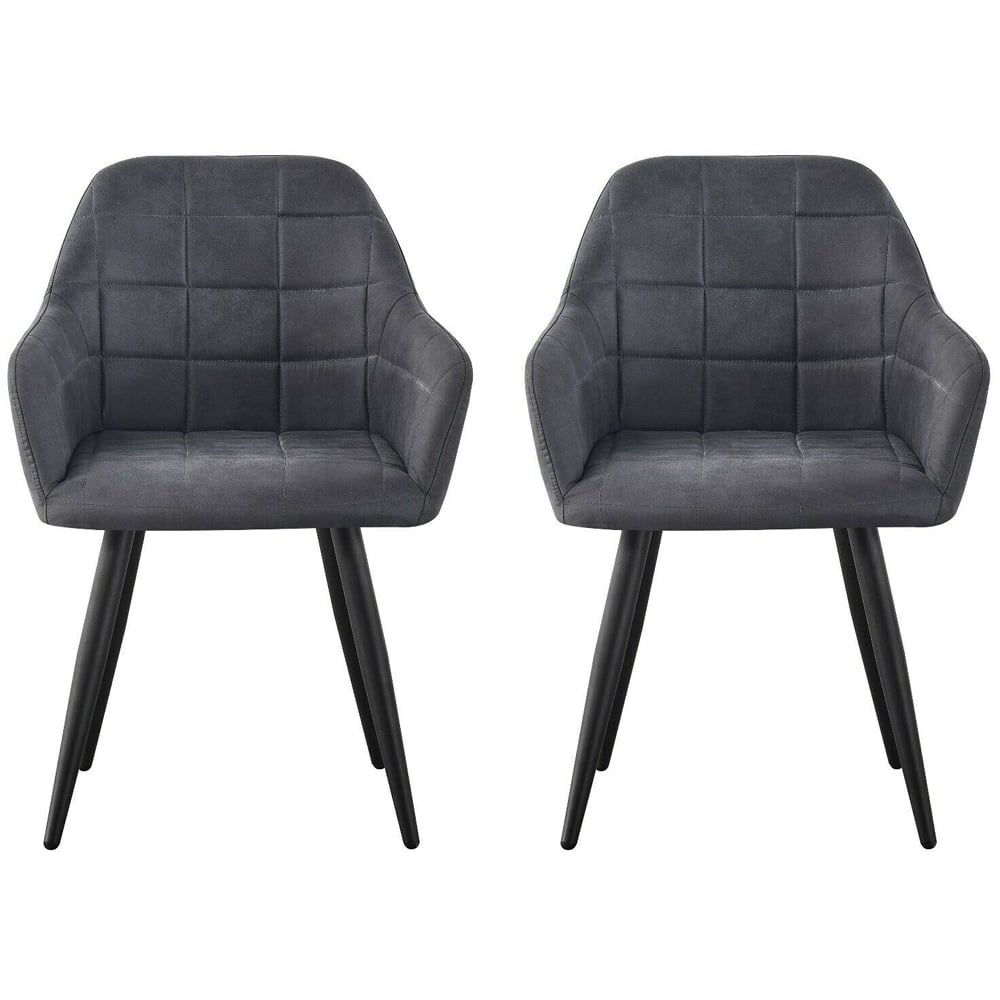 wilko Adrian Set of 2 Dark Grey Suede Faux Leather Dining Chairs Image 3
