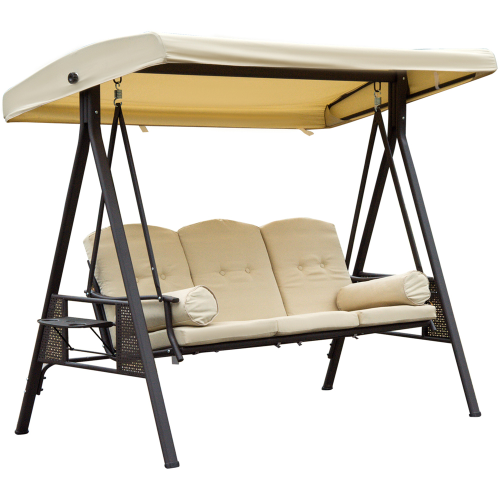 Outsunny 3 Seater Beige Steel Swing with Canopy Image 2