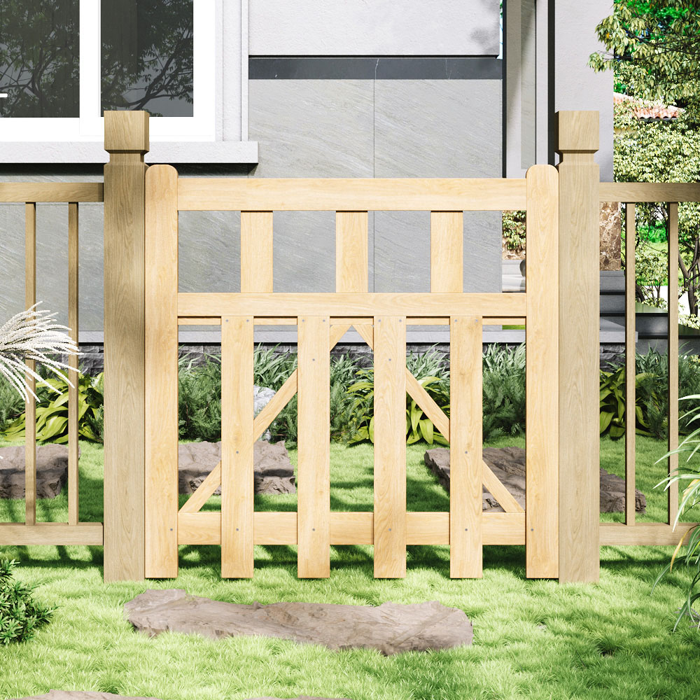 Outdoor Triangular Support Wooden Nature Garden Fence Door, 90 x 90 x 2.5cm Image 7