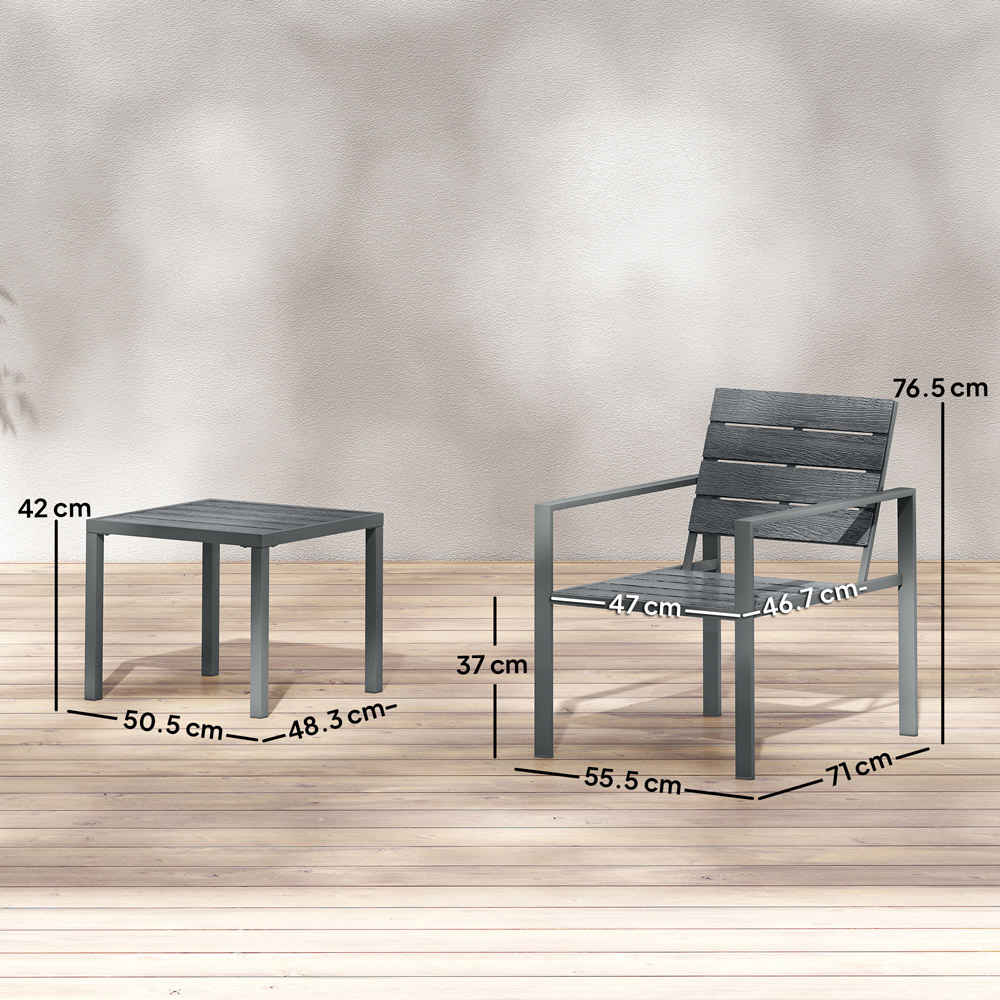 Outsunny 2 Seater Dark Grey Garden Bistro Set Image 8