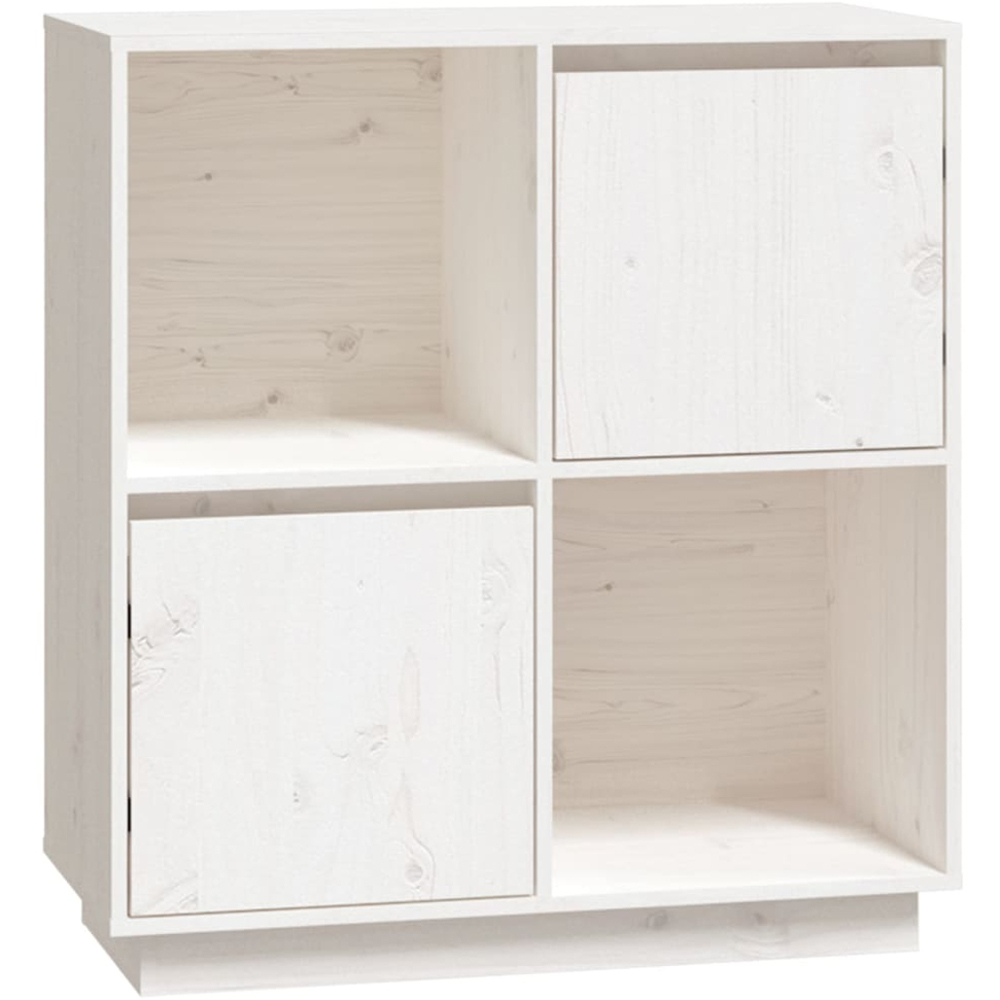 vidaXL 2 Door 2 Shelf White Solid Pine Wood Sideboard Image 2