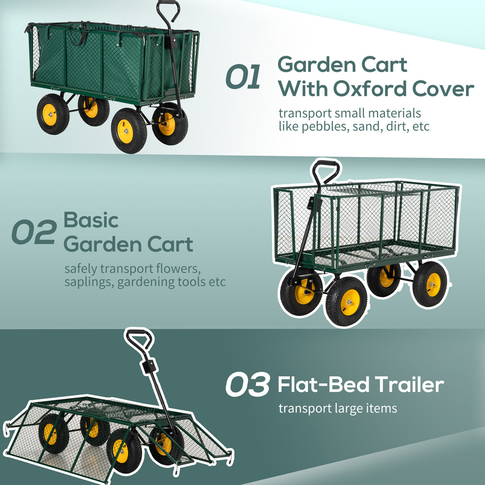 Outsunny Green Garden Trolley Cart Image 5
