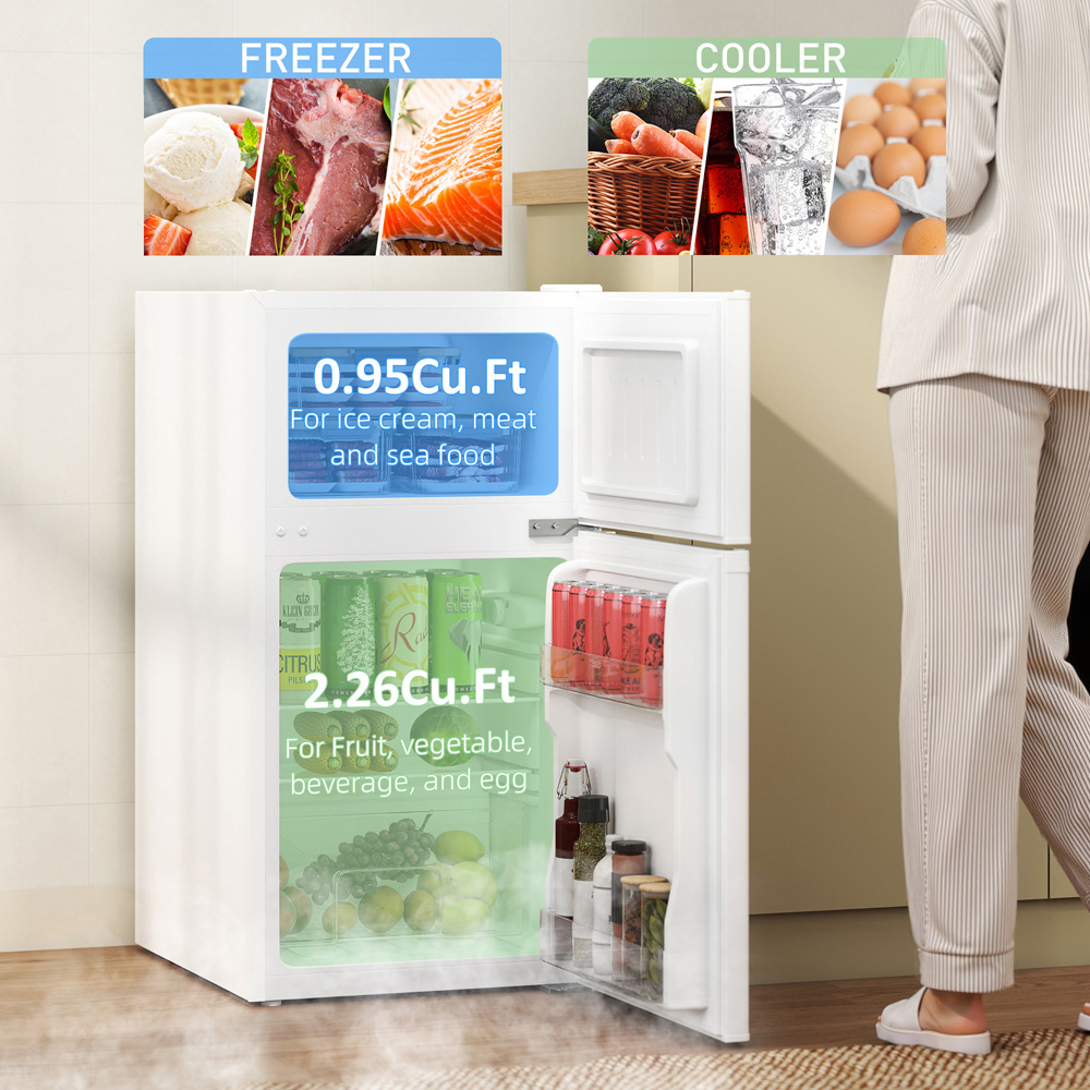 HOMCOM 800-128V70WT White 88L Fridge Freezer Image 4