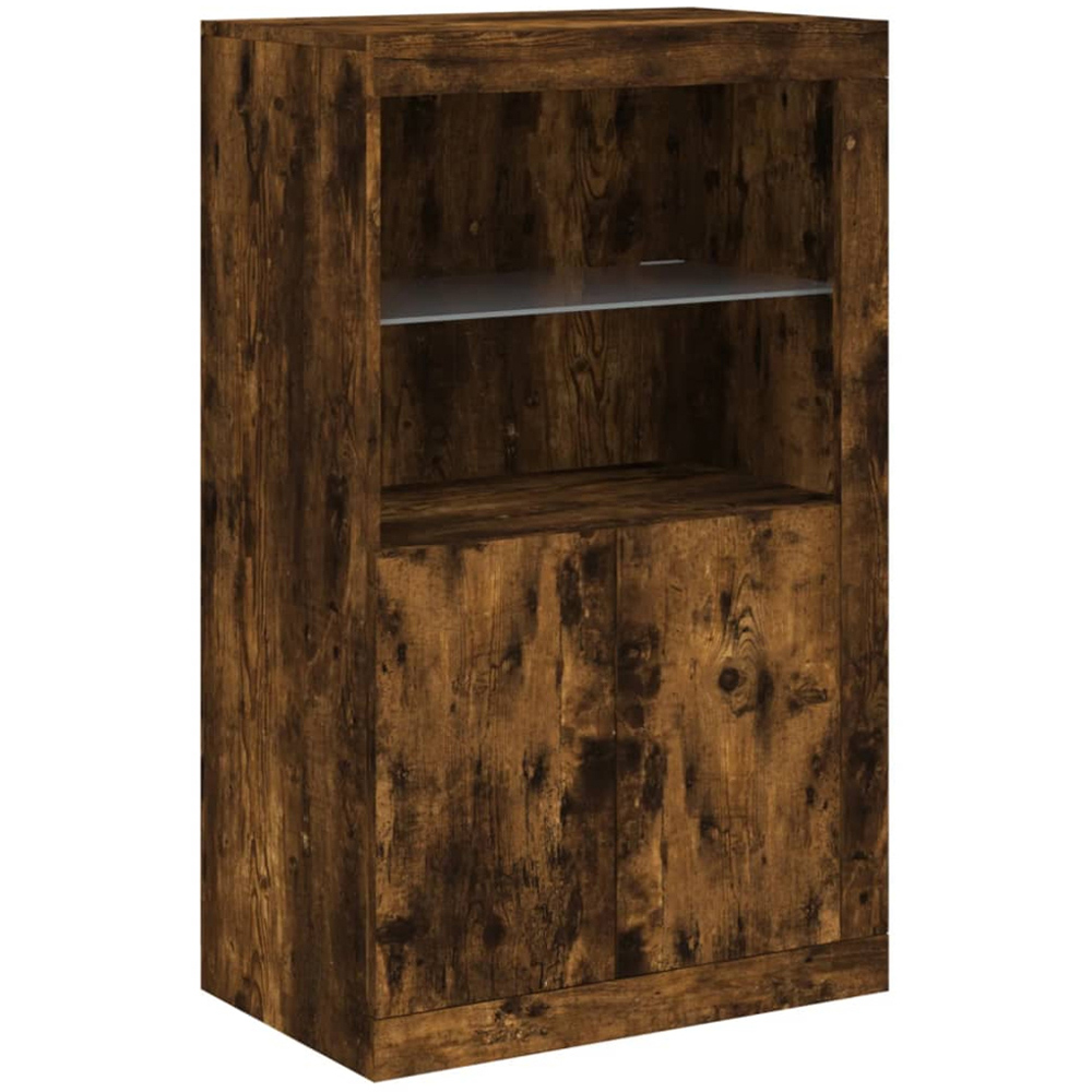 vidaXL 5 Door 6 Shelf Smoked Oak Sideboard with RGB LED Lights Image 9