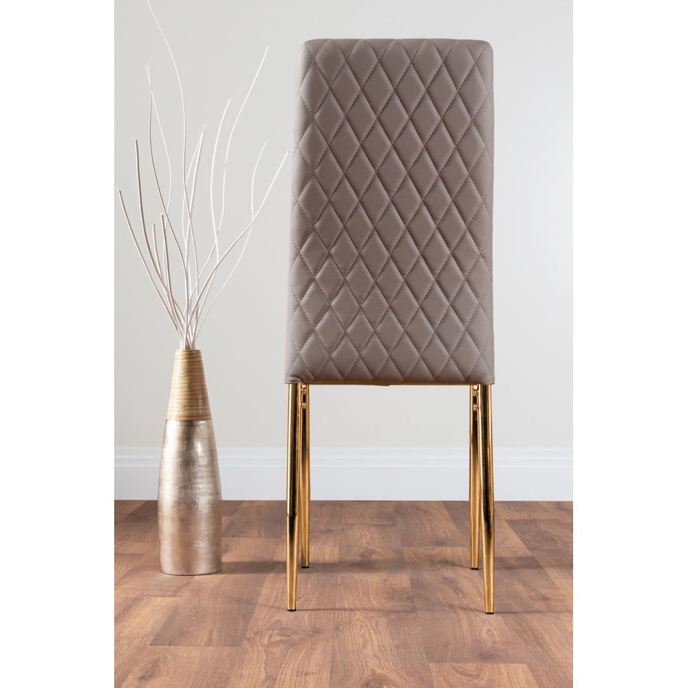Furniturebox Valera Set of 4 Cappuccino and Gold Faux Leather Dining Chair Image 4
