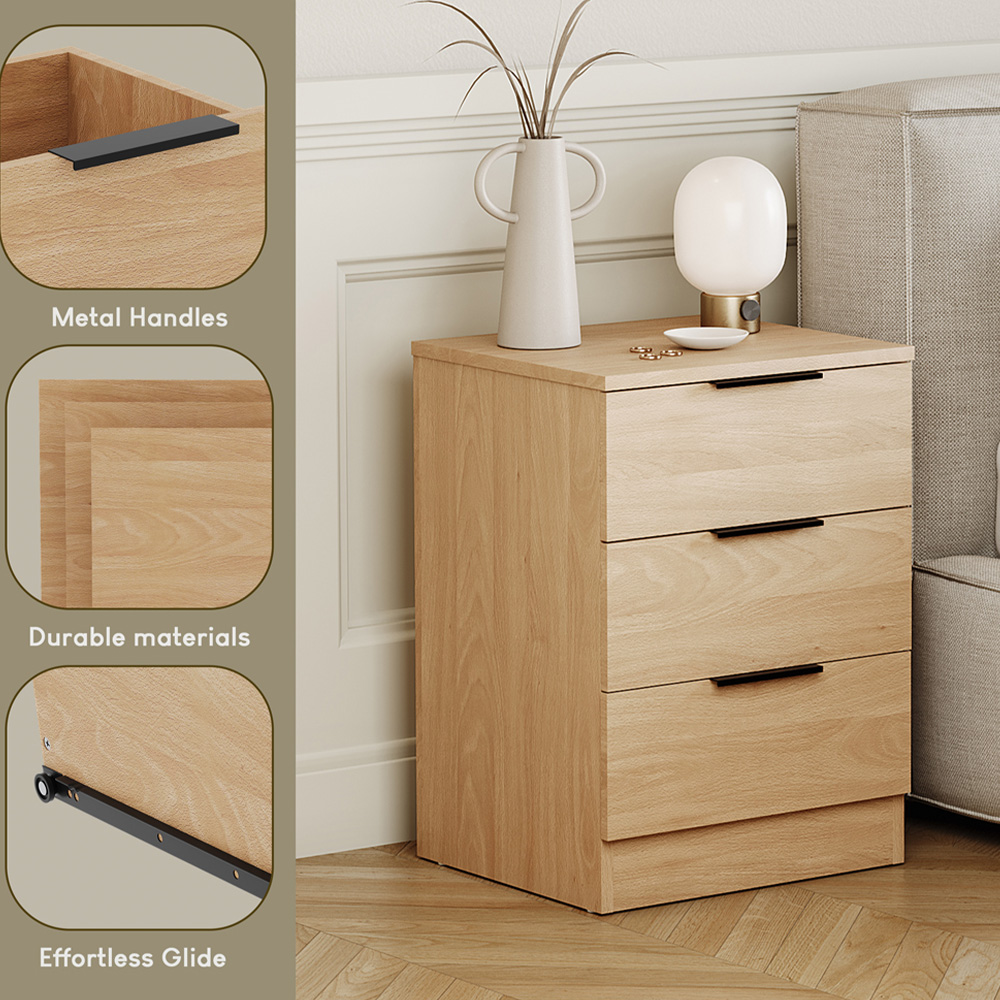 VIDA DESIGNS Trega 3 Drawer Pine Bedside Cabinet Set of 2 Image 6