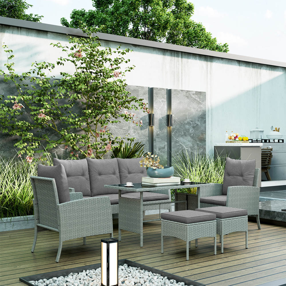 Outsunny 7 Seater Rattan Garden Sofa Set Grey Image 3