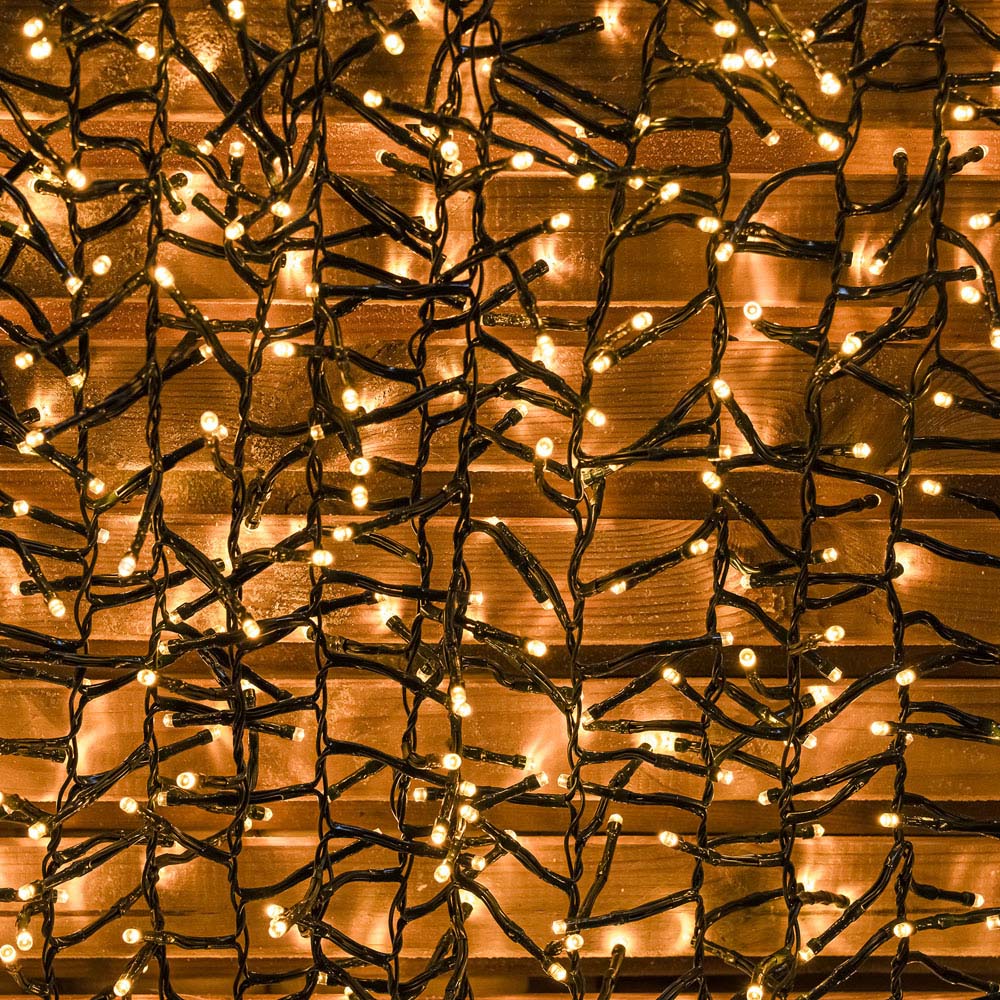 The Christmas Centre 2000 Warm White LED Multifunction Green Cable Cluster Light 30m Image 4